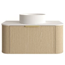 Ulualoha 900mm Natural Oak Wall Hung Single Vanity with Stone Countertop